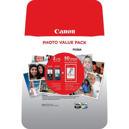 Canon PG-560XL + CL-561XL multipack + 50db GP-501 Glossy Photo Paper