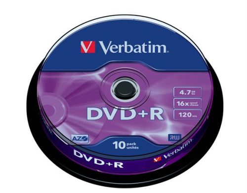 VERBATIM DVD+R írható DVD lemez, hengeren 10db 