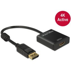 Delock Displayport 1.2 -> HDMI M/F adapter 0.2m 4K aktív fekete