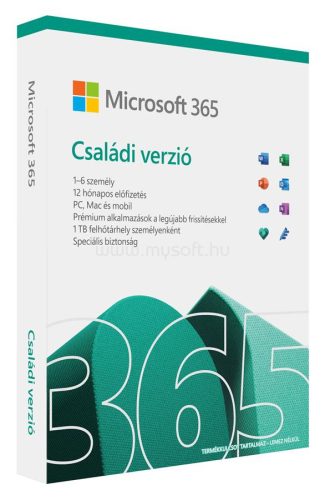 Microsoft 365 Family HUN (6 felhasználó, 1 éves előfizetés) - elektronikus licensz