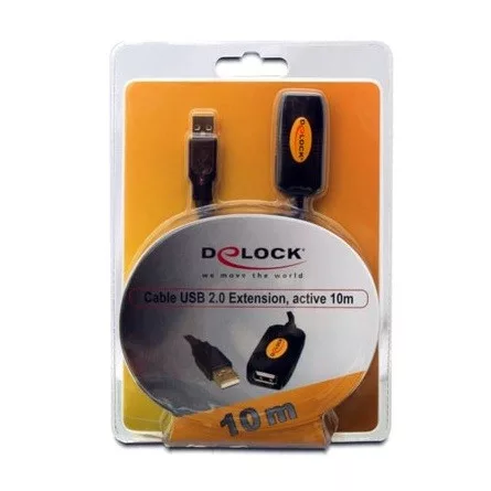 Delock USB A M/F adatkábel hosszabbító 10m barna aktív