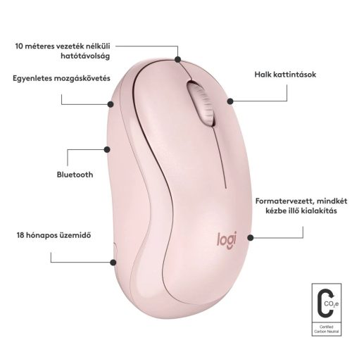 Logitech M240 csendes vezeték nélküli egér rózsaszín