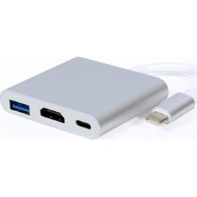   Gembird USB-C -> 1db HDMI 1.4 1db USB-C 1db USB-A 2.0 M/F adapter 0.15m