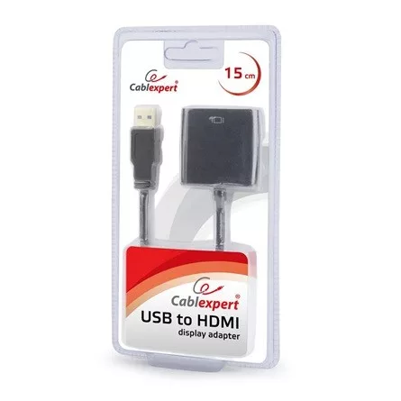 Gembird USB 3.0 A -> HDMI M/F adapter 0.2m fekete