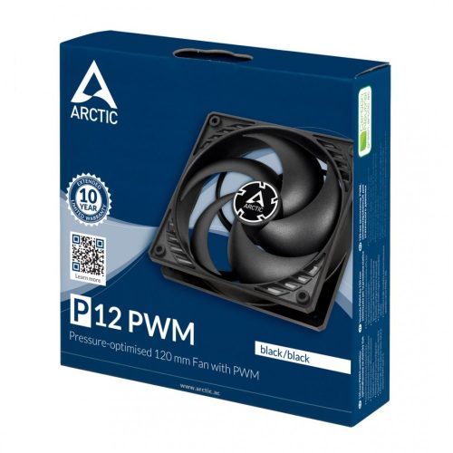 Arctic P12 PWM (Black/Black) rendszerhűtő