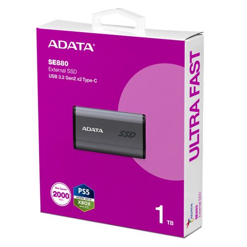 1TB ADATA Elite SE880 USB3.2 külső SSD szürke (AELI-SE880-1TCGY)