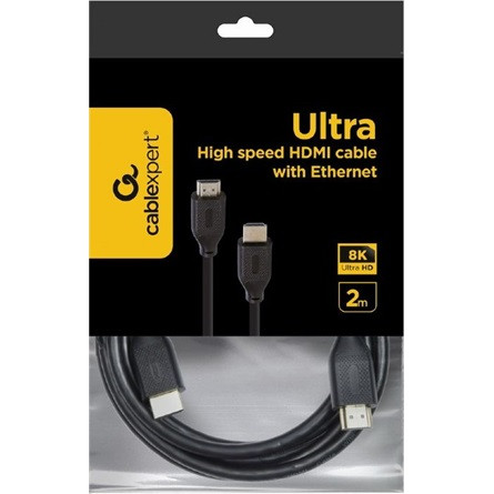 Gembird Ultra High-speed HDMI 2.1 Ethernet - HDMI 2.1 Ethernet M/M video kábel 2m fekete (CC-HDMI8K-2M)