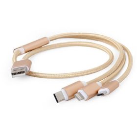   Gembird USB 2.0 A -> USB C USB 2.0 micro B Lightning töltőkábel 1m arany