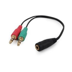 Gembird 2db Jack stereo 3,5mm -> Jack stereo 3,5mm (4pin) M/F adapter 0.2m fekete