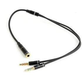   Gembird 2db Jack stereo 3,5mm -> Jack stereo 3,5mm (4pin) M/F adapter 0.1m fekete