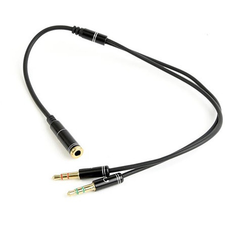 Gembird 2db Jack stereo 3,5mm -> Jack stereo 3,5mm (4pin) M/F adapter 0.1m fekete