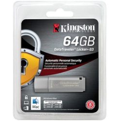 64GB Kingston DataTraveler Locker+ G3 w/Automatic Data Security USB 3.0 ezüst pendrive 