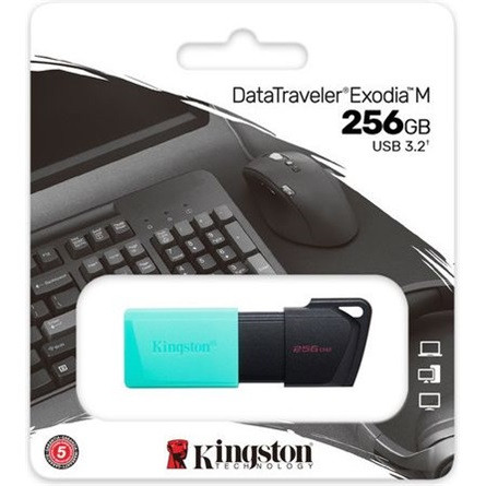 256GB Kingston DataTraveler Exodia M USB 3.2 Gen 1 pendrive fekete-ciánkék