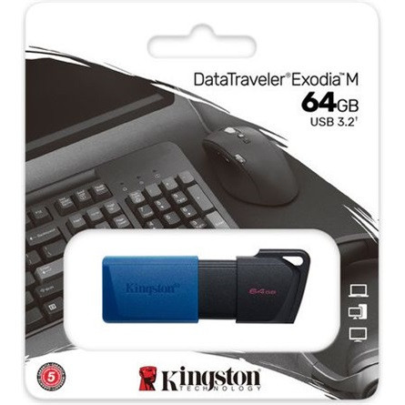 64GB Kingston DataTraveler Exodia M USB 3.2 Gen 1 pendrive fekete-kék (DTXM/64GB)