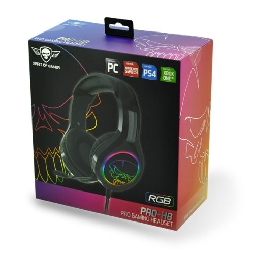 Spirit of Gamer Pro-H8 RGB Dark mikrofonos fejhallgató