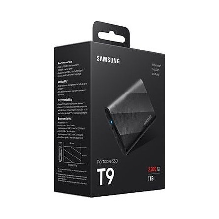 1TB Samsung Portable T9 USB3.2 Gen2x2 C külső SSD (MU-PG1T0B/EU)