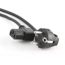  Gembird vilásdugó CEE 7/7 (EU)  -> C13 tápkábel 1.8m fekete 90°le/90°jobb (PC-186A-VDE)