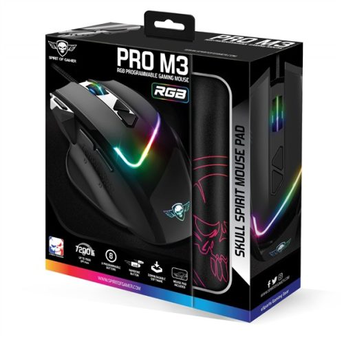 Spirit of Gamer PRO-M3 RGB gamer egér + egérpad