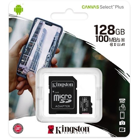 128GB Kingston Canvas Select Plus Class 10 UHS-1 microSDHC memóriakártya (SDCS2/128GB)