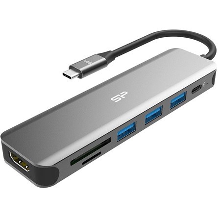 Silicon Power Boost SU20 7-in-1 7-port USB-C dokkoló szürke