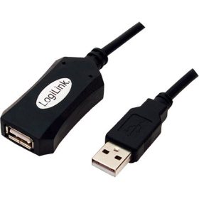   Logilink USB 2.0 A M/F adatkábel 5m fekete összefűzhető (repeater)